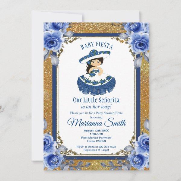 Gold Royal Blue Roses Mexican Fiesta Baby Shower