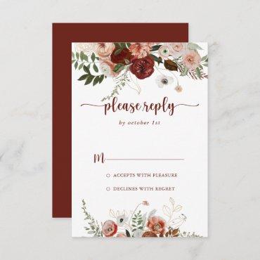 Gold Rustic Colorful Floral Calligraphy RSVP