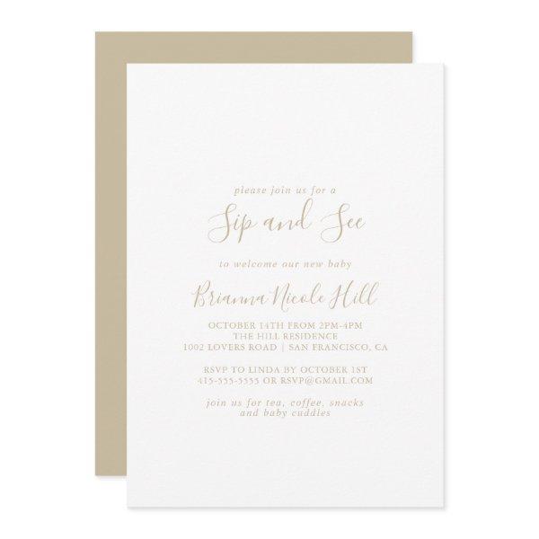 Gold Simple Minimalist Sip and See