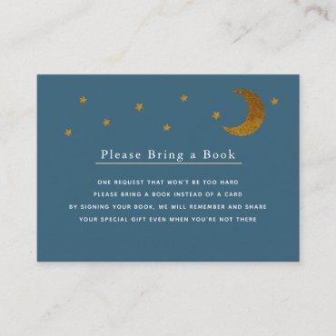 Gold Stars & Moon Navy Please Bring a Book Card