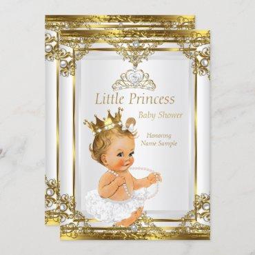 Gold White Pearl Princess Baby Shower Blonde Baby