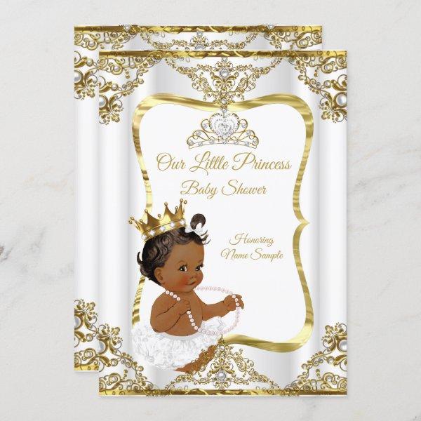 Gold White Pearl Princess Baby Shower Ethnic