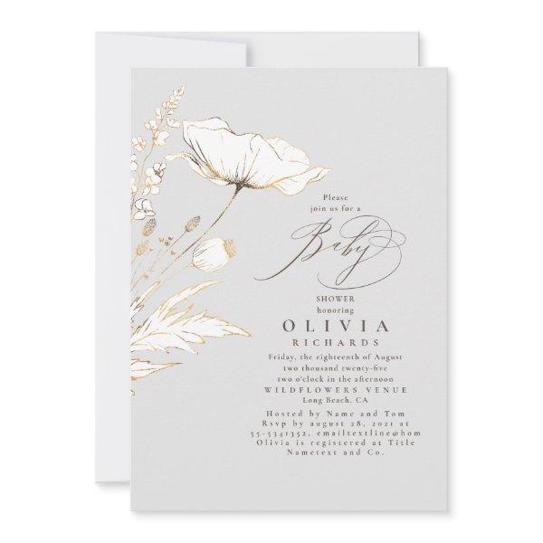 Gold Wildflowers Light Grey Elegant
