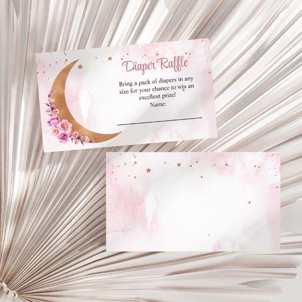 Golden Floral Moon Diaper Raffle Enclosure Card