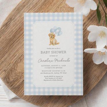 Golden Retriever Blue Gingham