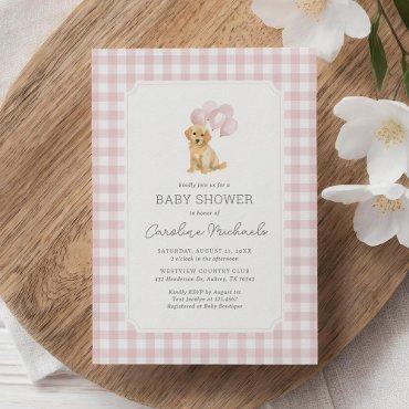 Golden Retriever Pink Gingham