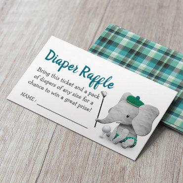 Golf Boy Elephant Baby Shower Diaper Raffle Enclosure Card