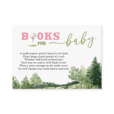 Golf Pink Girl Baby Shower Par-Tee Books For Baby Enclosure Card
