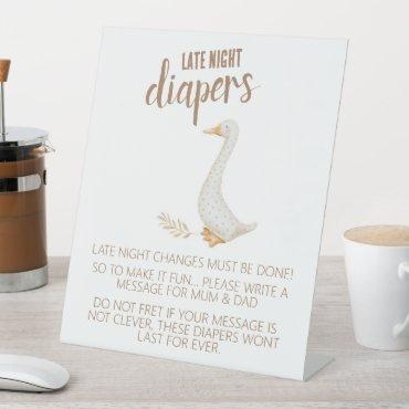 Goose Baby Shower LAte Night Diapers Pedestal Sign