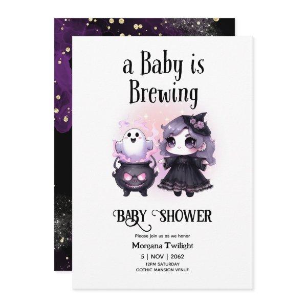 Goth Baby Girl is Brewing Witch Ghost Couldron
