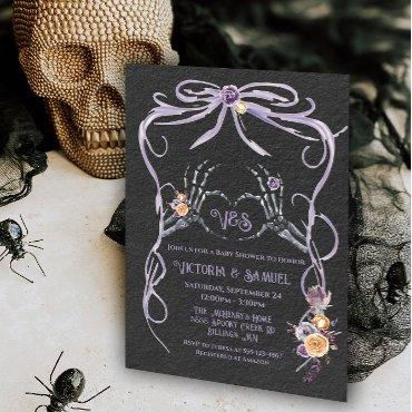 Goth Skeleton heart bow watercolor