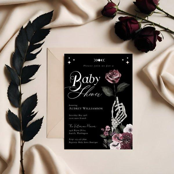 Gothic Halloween Skeleton Hand Rose