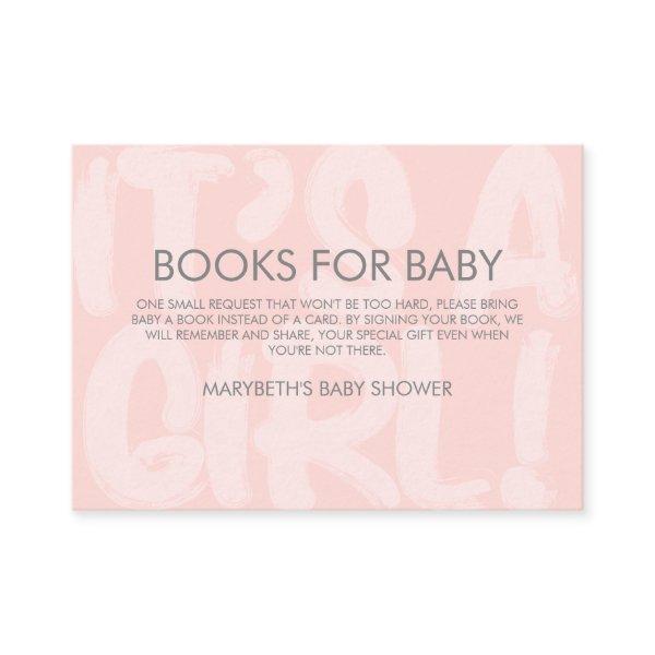 Graffiti Pink Baby Shower Bring A Book Request Enclosure Card