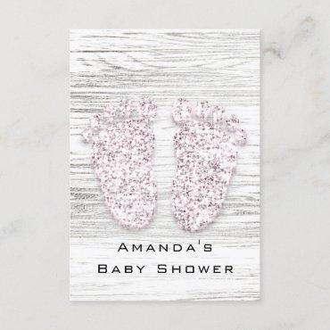 Gray Gold Baby Shower Feet Wood White Girl Pink