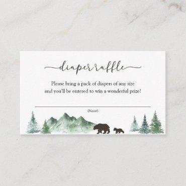 Great Adventure Bear and Mountains Diaper Raffle Enclosure Card