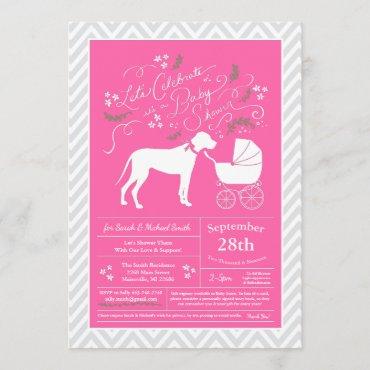 Great Dane Dog Baby Shower Pink Girl