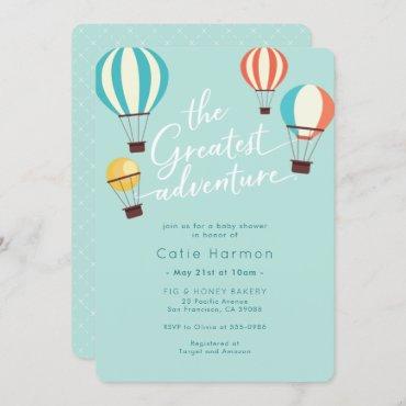 Greatest Adventure Hot Air Balloon Baby Shower Invitation