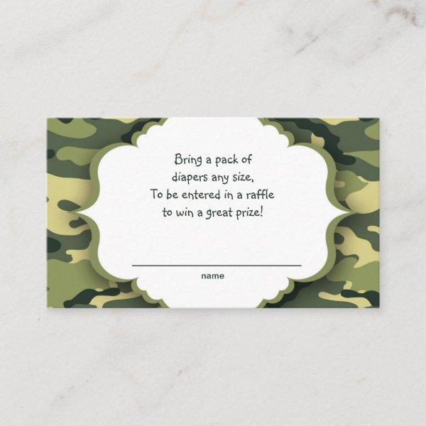 Green Camo raffle tickets or insert cards