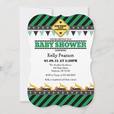 Green Construction Baby Shower Invitation