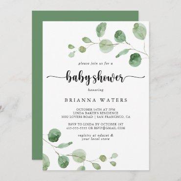 Green Delight Eucalyptus Calligraphy Baby Shower