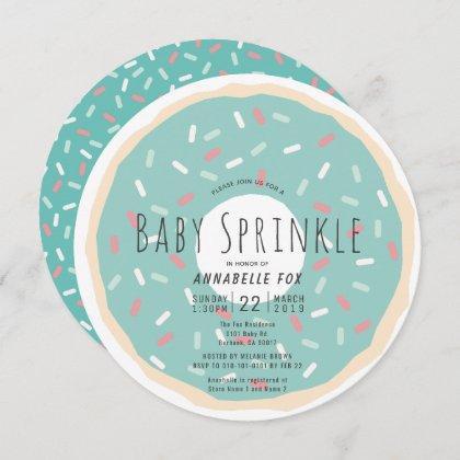 Green Donut Baby Sprinkle Shower Circle Invitation