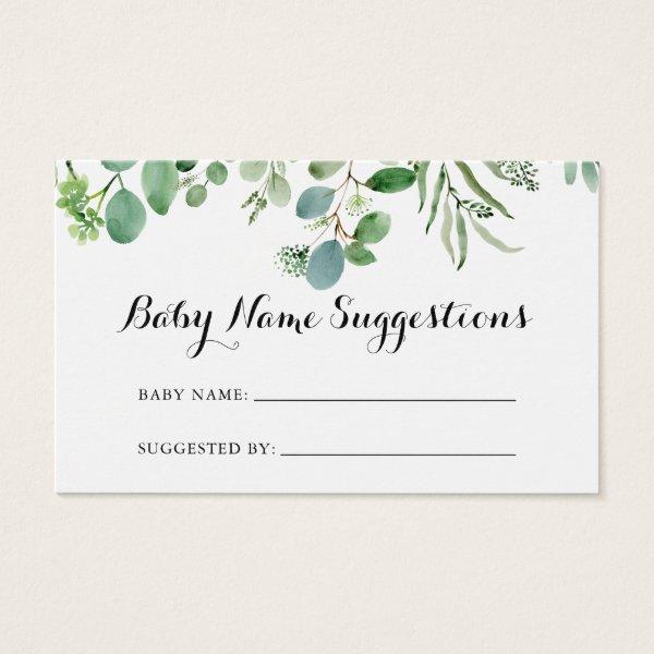 Green Eucalyptus Baby Name Suggestions Card