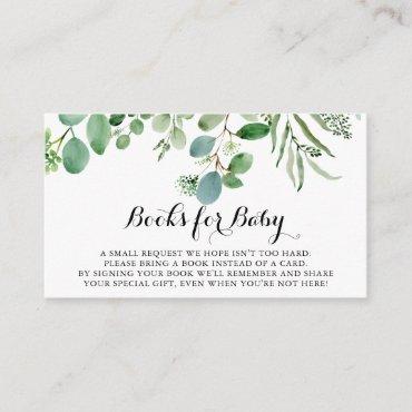 Green Eucalyptus Foliage Baby Shower Book Request Enclosure Card