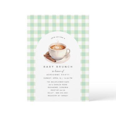 Green Gingham Coffee | Neutral Baby Shower Brunch