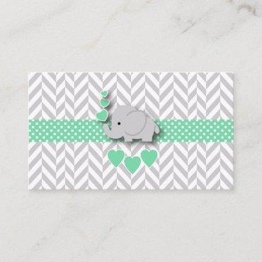 Green Gray Elephant Baby Shower Book Request Enclosure Card
