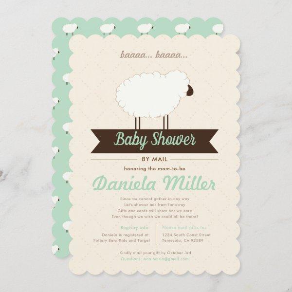 Green Mint Little Lamb Baby Shower by Mail