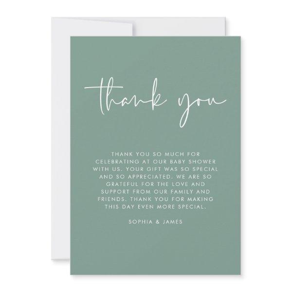 Green Modern Gender Neutral Baby Shower Thank You