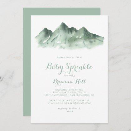 Green Mountain Country Calligraphy Baby Sprinkle  Invitation