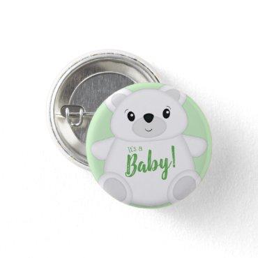 Green Polar Bear Baby Shower Button