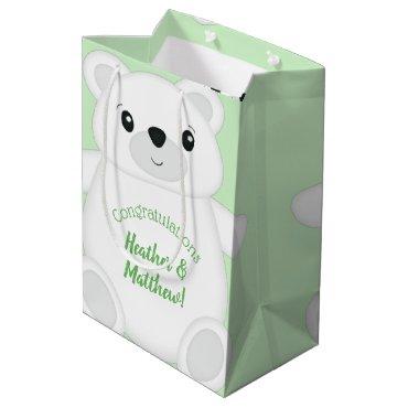 Green Polar Bear Baby Shower Medium Gift Bag