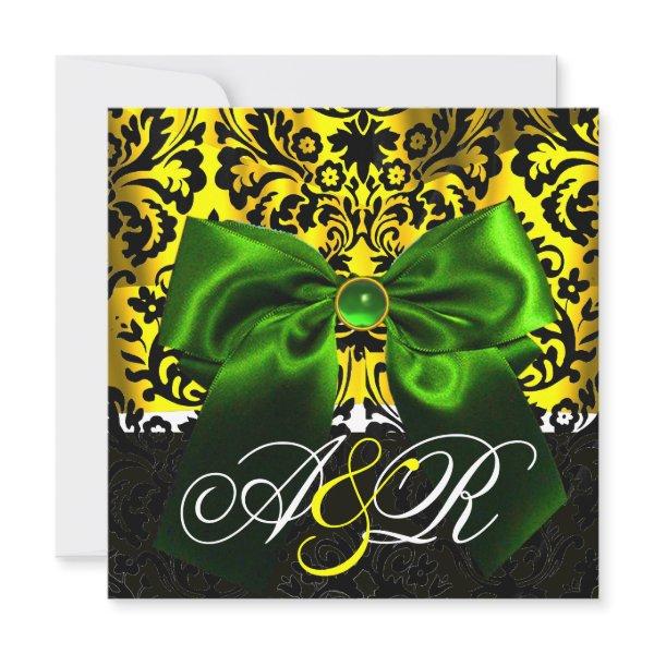 GREEN RIBBON GOLD YELLOW  BLACK  DAMASK MONOGRAM