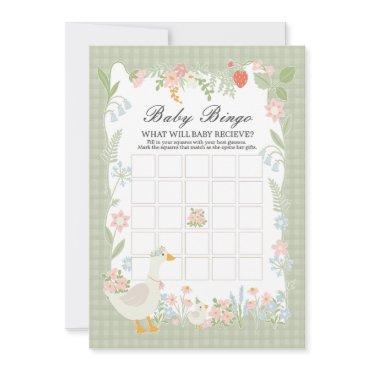 Green Silly Goose Floral Gingham Baby Bingo Game