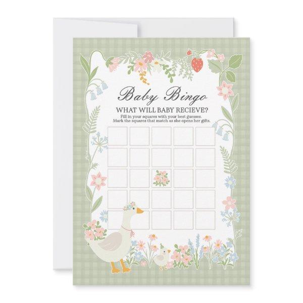 Green Silly Goose Floral Gingham Baby Bingo Game