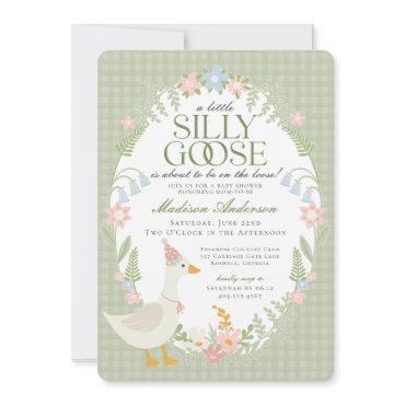 Green Silly Goose Floral Gingham