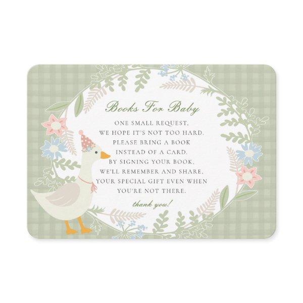 Green Silly Goose Gingham Floral Books for Baby Enclosure Card