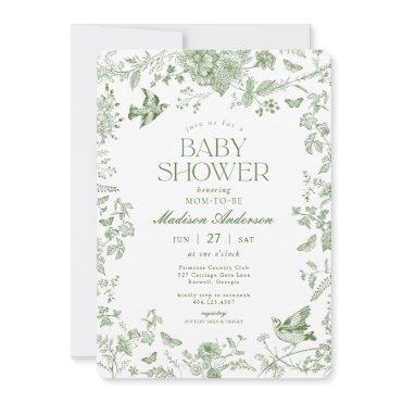 Green Toile De Jouy Vintage Floral