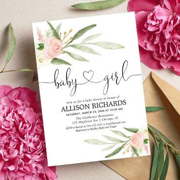 Greenery and pink gold floral girl