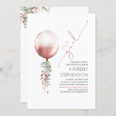 Greenery and Rose Gold Glitter Balloon