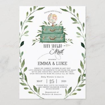 Greenery Baby Shower by Mail Long Distance Travel Invitation