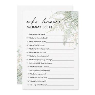 Greenery Baby Shower Who Knows Mommy Best Card