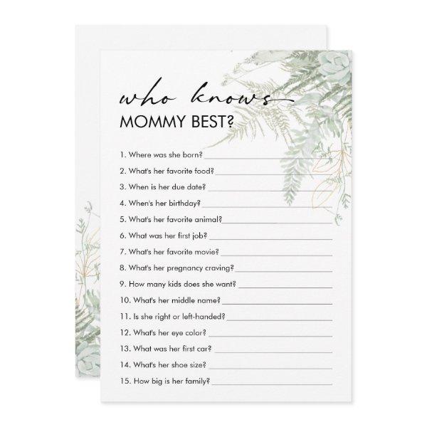 Greenery Baby Shower Who Knows Mommy Best Card