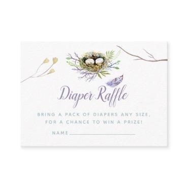 Greenery Birds Nest Twin Baby Shower Diaper Raffle Enclosure Card