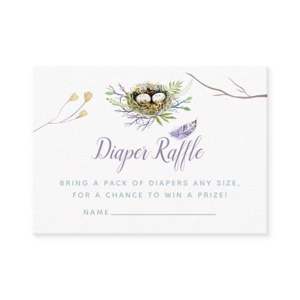 Greenery Birds Nest Twin Baby Shower Diaper Raffle Enclosure Card