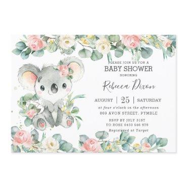 Greenery Eucalyptus Floral Koala Baby Shower Girl