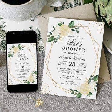Greenery Floral Gold Geometric