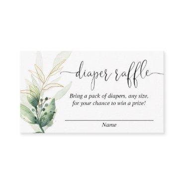 greenery gold baby shower diaper raffle cards